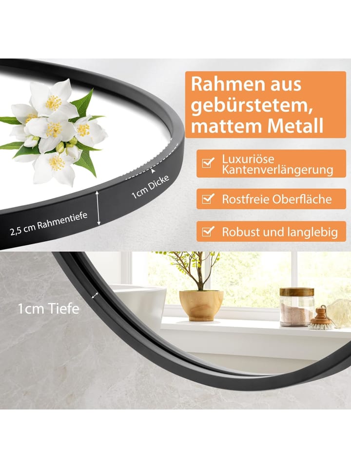 COSTWAY Badspiegel rund 61x61x2,5cm in Silber günstig kaufen onesize
