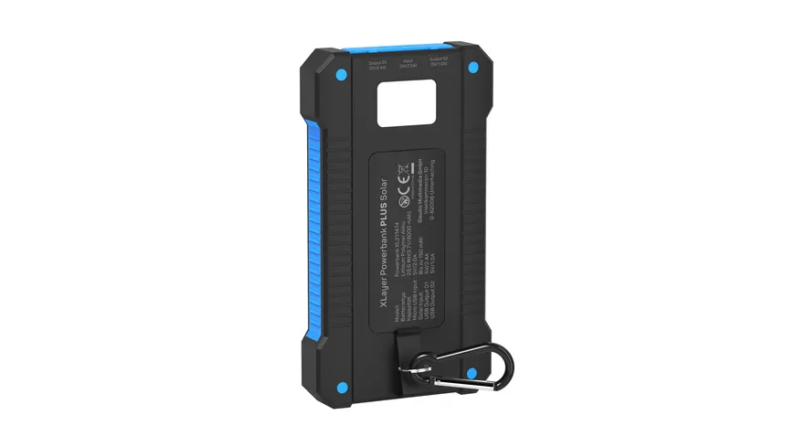 Xlayer Zusatzakku Powerbank PLUS Solar Black/Blue 8.000mAh