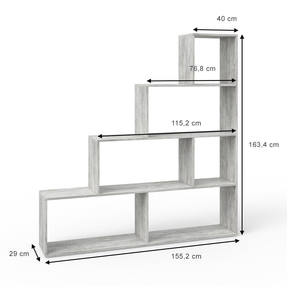Vicco Raumteilerregal Treppenregal Raumteiler ASYM Beton