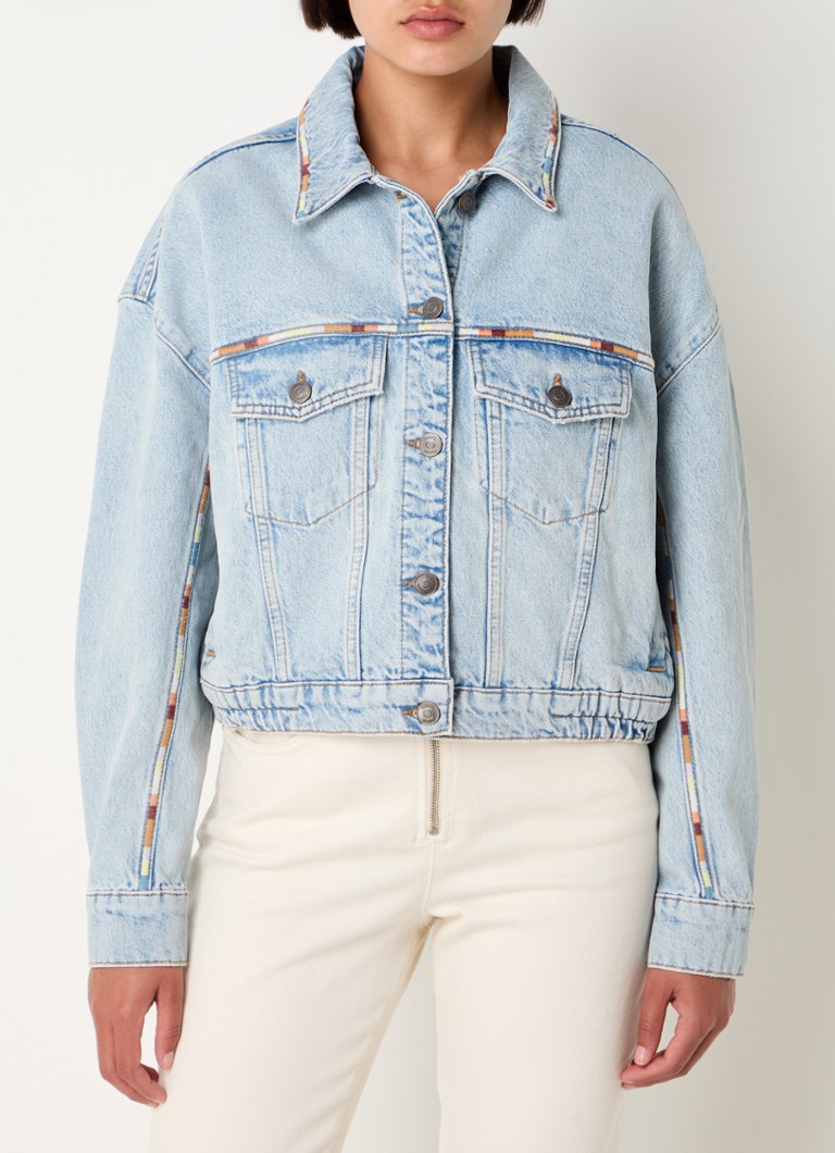 Jachetă din denim Ba&sh Fox cu broderie și buzunare laterale.