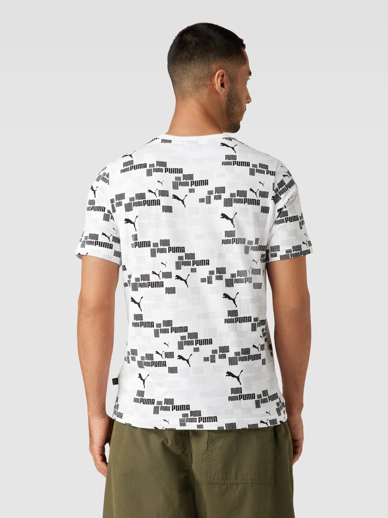 T-Shirt mit Allover-Logo-Print in weiß