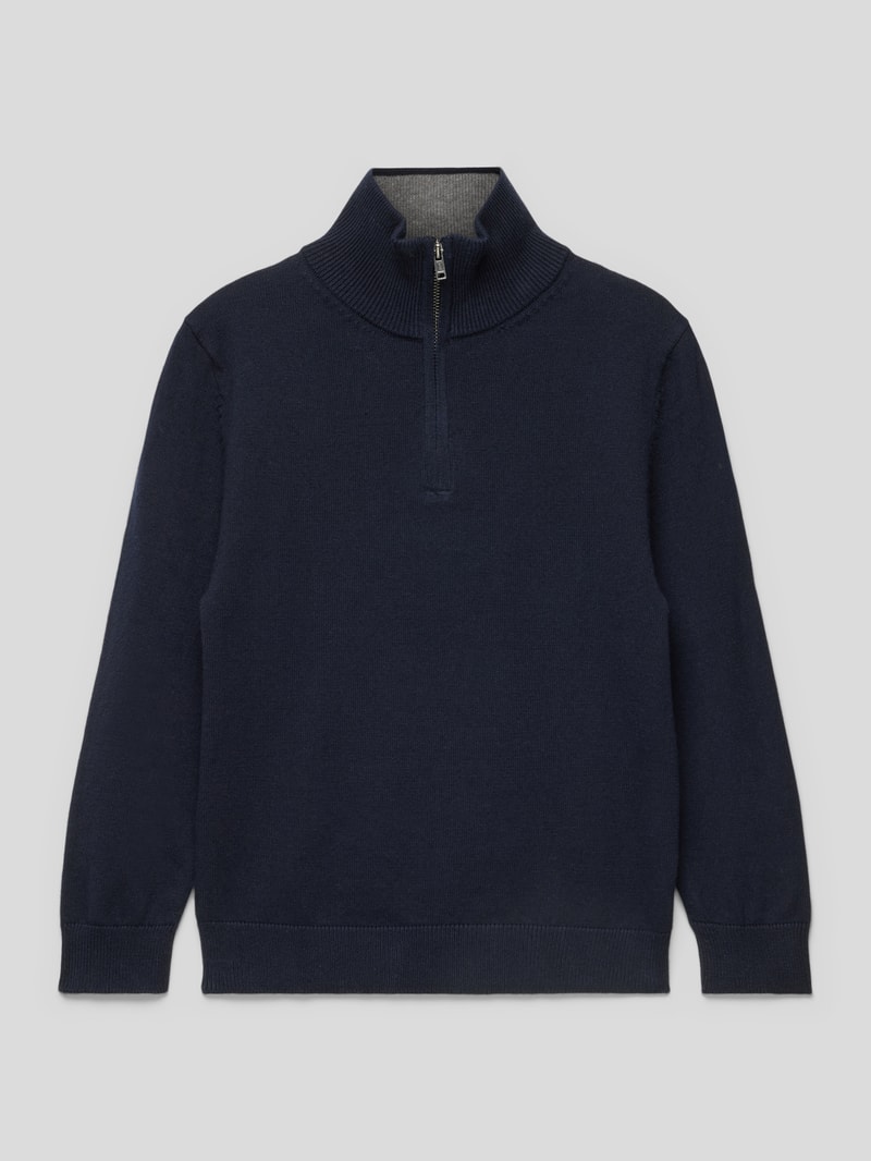 Strickpullover mit Stehkragen Modell 'Harry' in marineblau