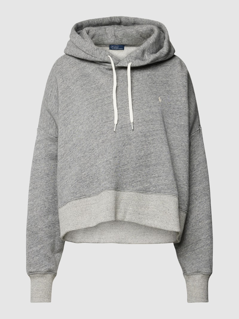 Cropped Hoodie in melierter Optik in mittelgrau