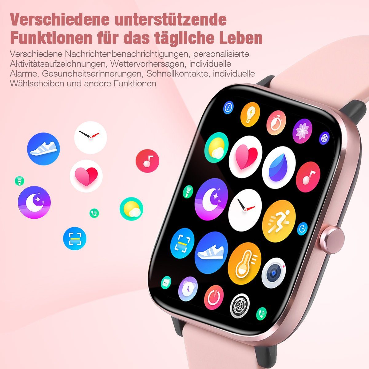 ombar SmartWatch Damen Herren mit Bluetooth Anrufe, 1.7