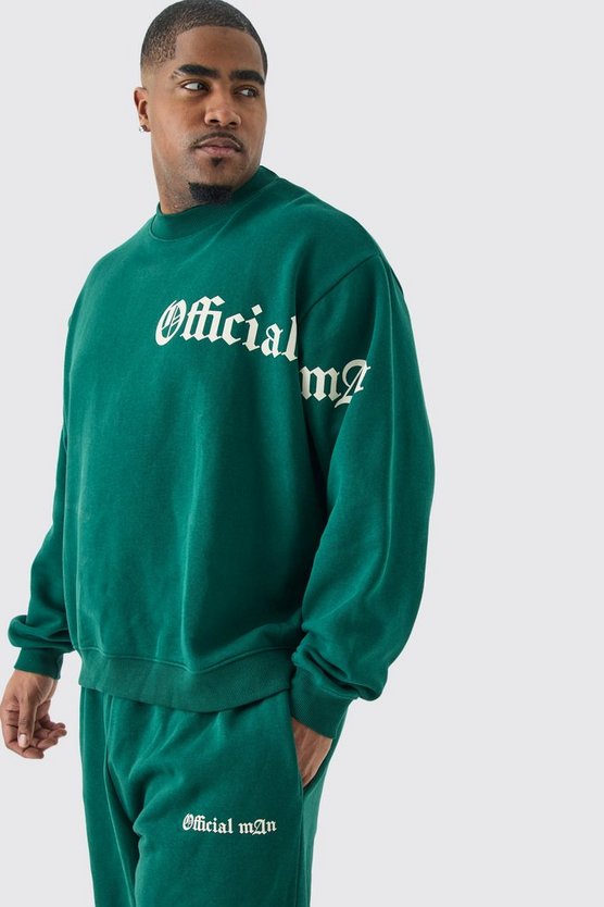 Plus kastiger Oversize Sweatshirt-Trainingsanzug mit Slogan