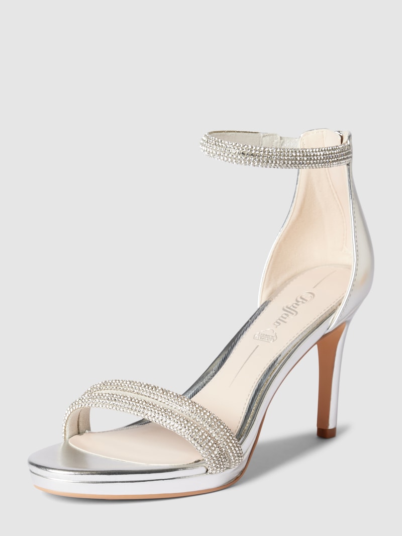 Sandalette mit Allover-Paillettenbesatz Modell 'SELMA' in silber