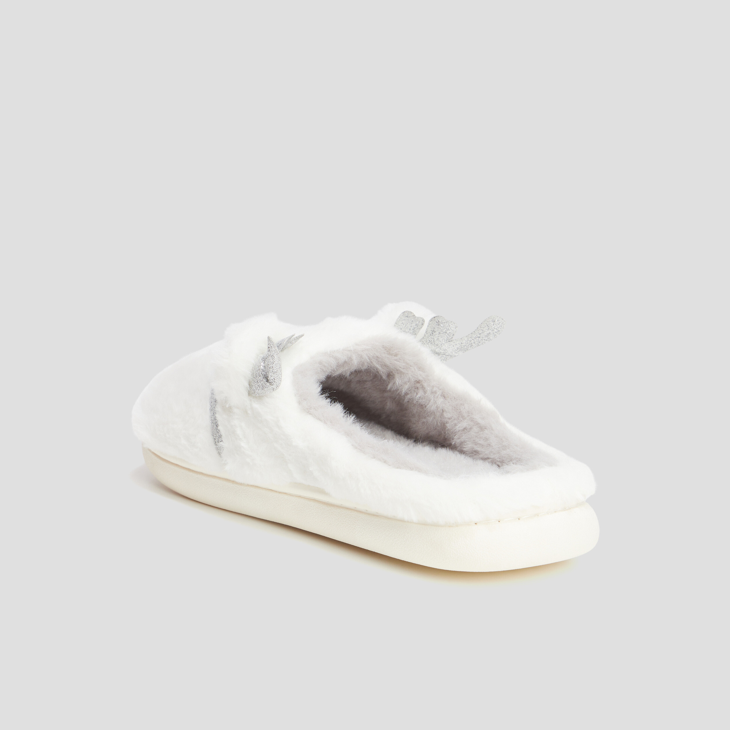 Chaussons mules fausse fourrure blanc femme | La Halle