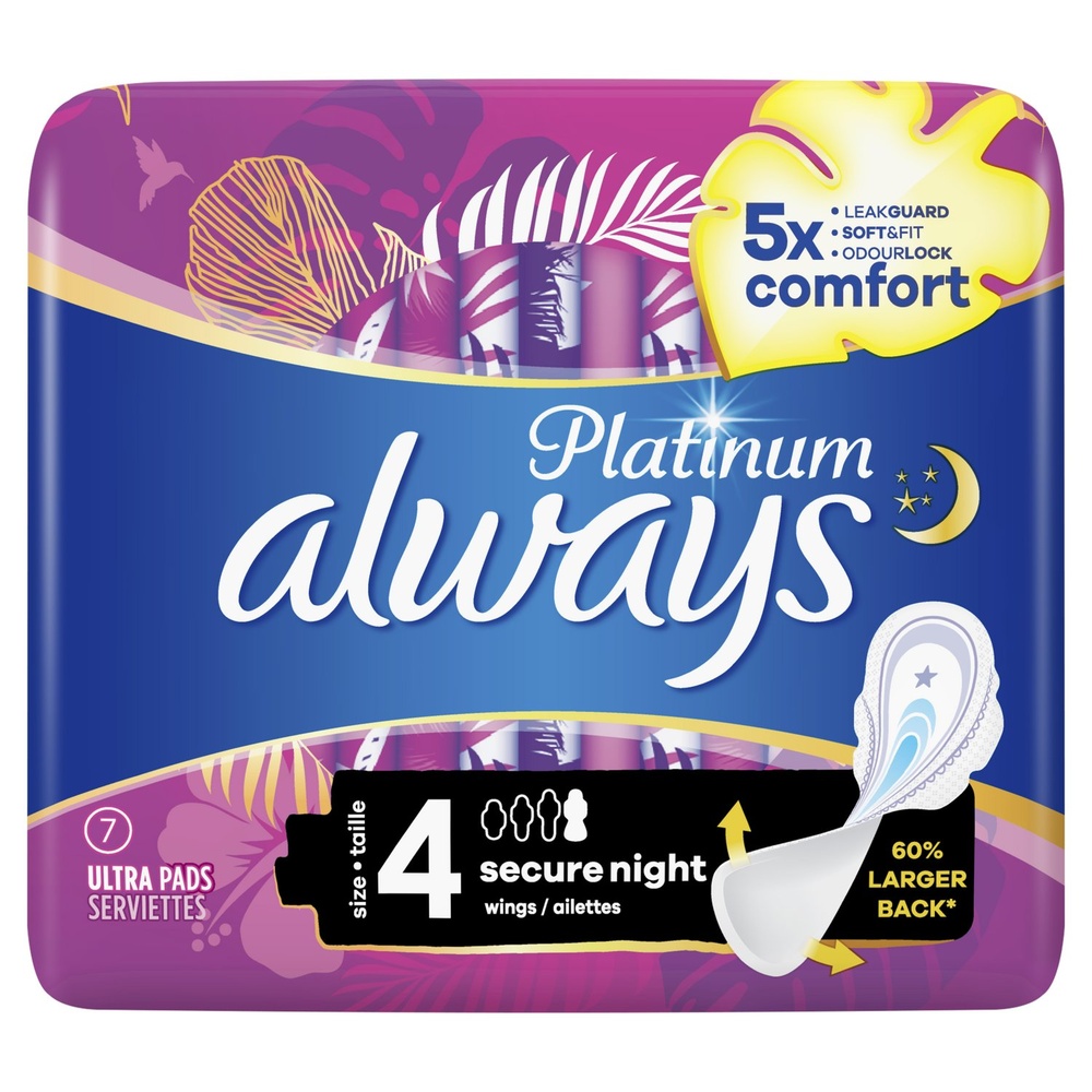 always Always Platinum Secure Night (taille 4)Serviette Hygiénique Serviettes Hygiéniques