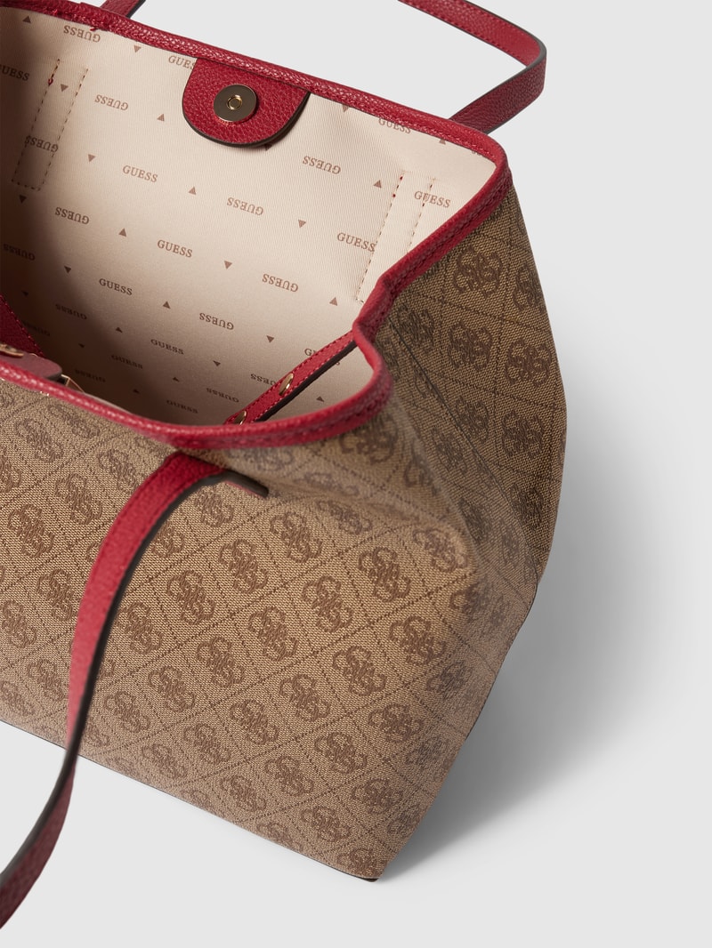Tote Bag mit Allover-Logo Modell 'VIKKY' in hellbraun