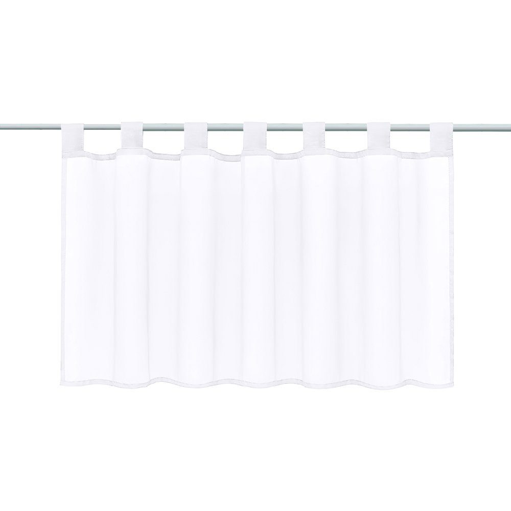 Scheibengardine Bistrogardine Cafehausgardine für Vitragestange oder Klemmstange - Stoff Voile Uni weiß, Sonnenschutz-HH, transparent, Blendschutz