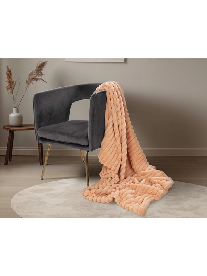 GMD Living Superweiche Kuscheldecke PLUSH, moderne Wohndecke in Peach (zartorange) günstig kaufen 150 x 200 cm