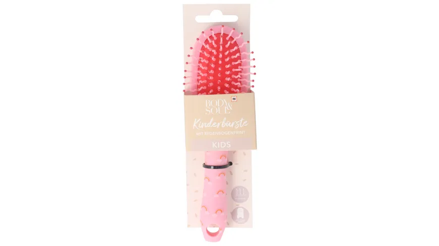 BODY&SOUL Kinderbürste mit Regenbogenprint rosa, rot, weiß