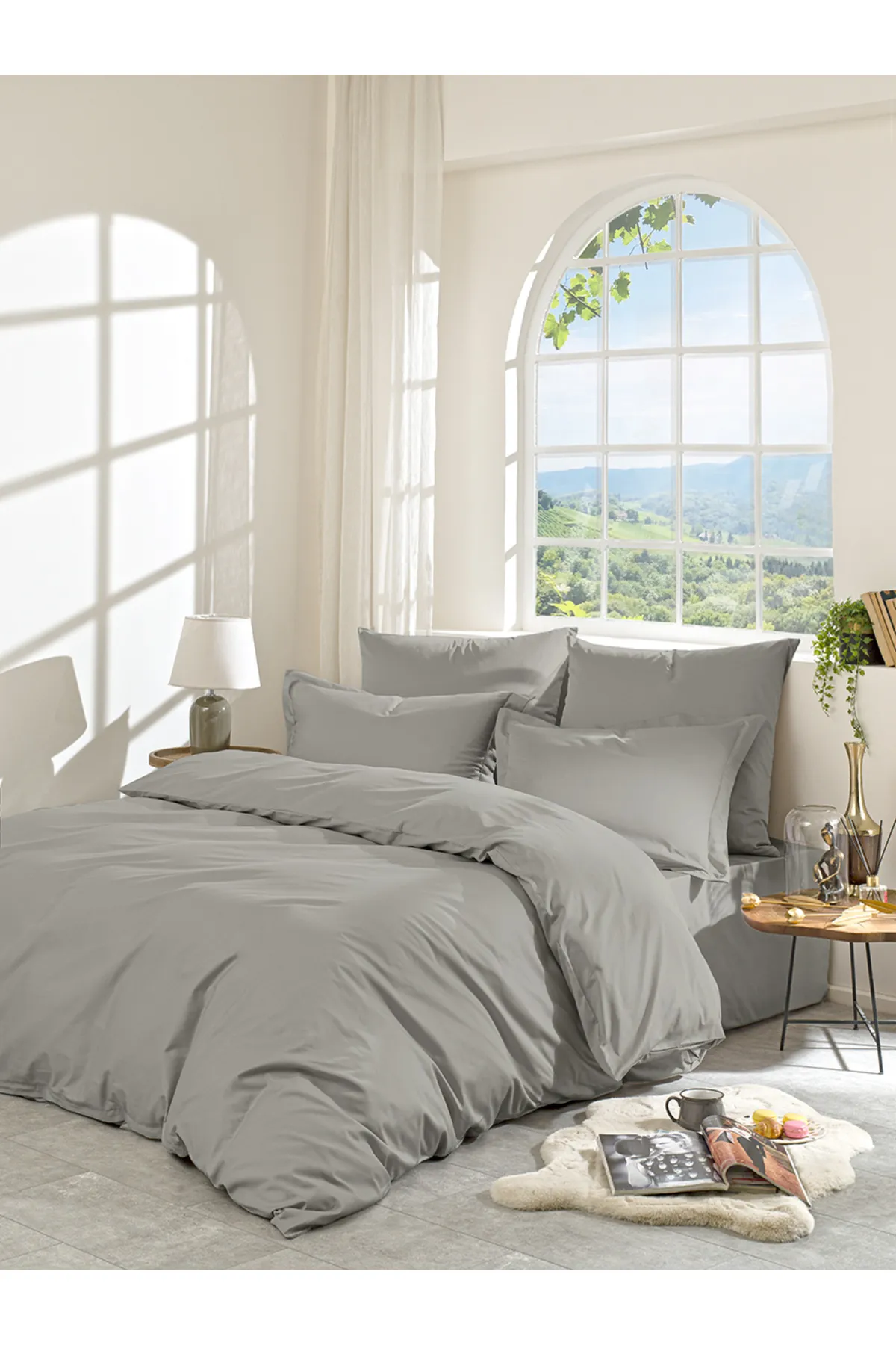 Karna Home  Klassisches Doppel-Bettbezug-Set aus Baumwollsatin
