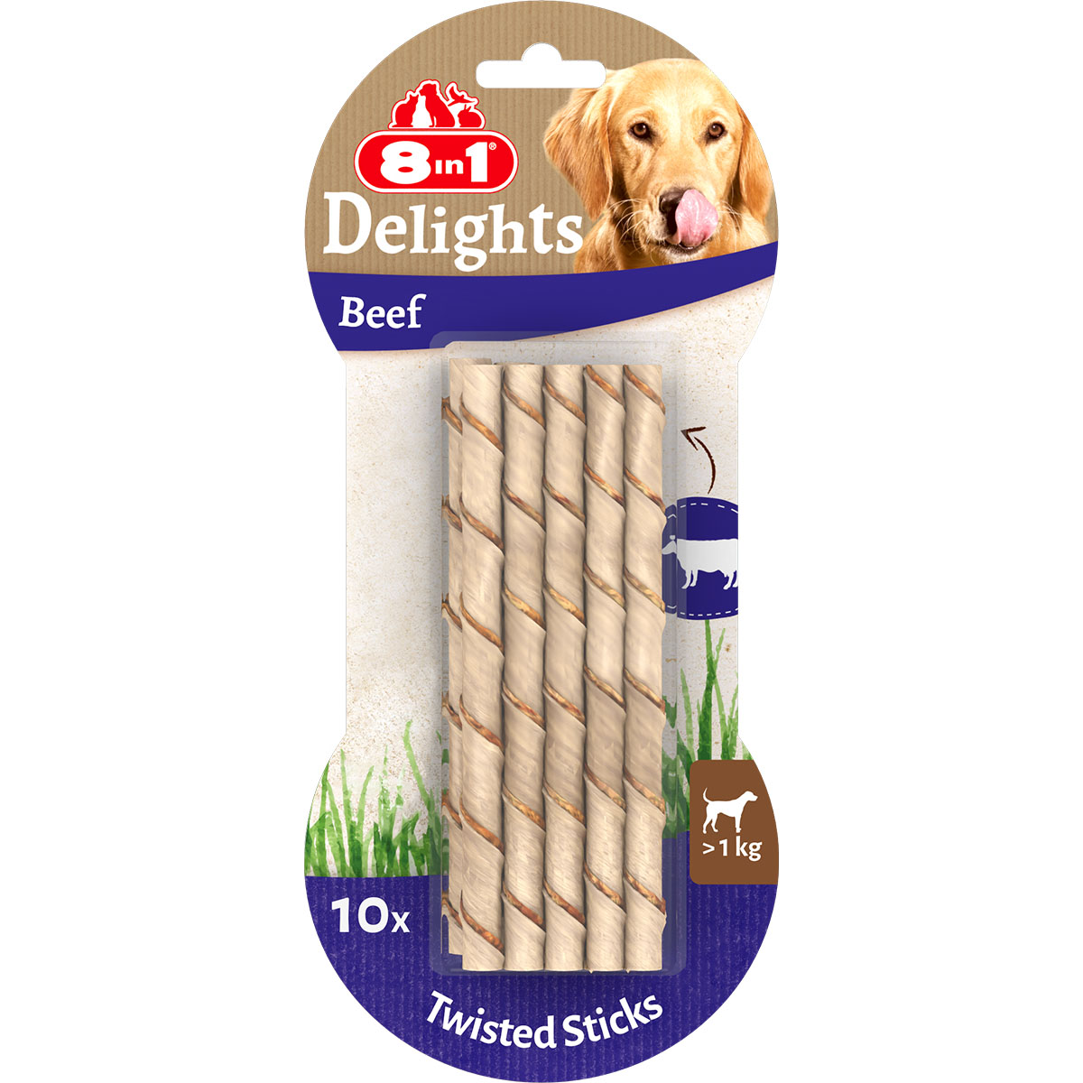 Gedrehte Kausticks mit Rind für Kauspaß & Zahnpflege in einem.