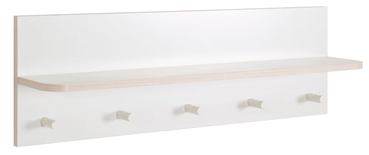 Roba Wandgarderobe, 1 Ablage, 5 Haken weiß, für Wand Diele/Bad oder Garderobe im Kinderzimmer