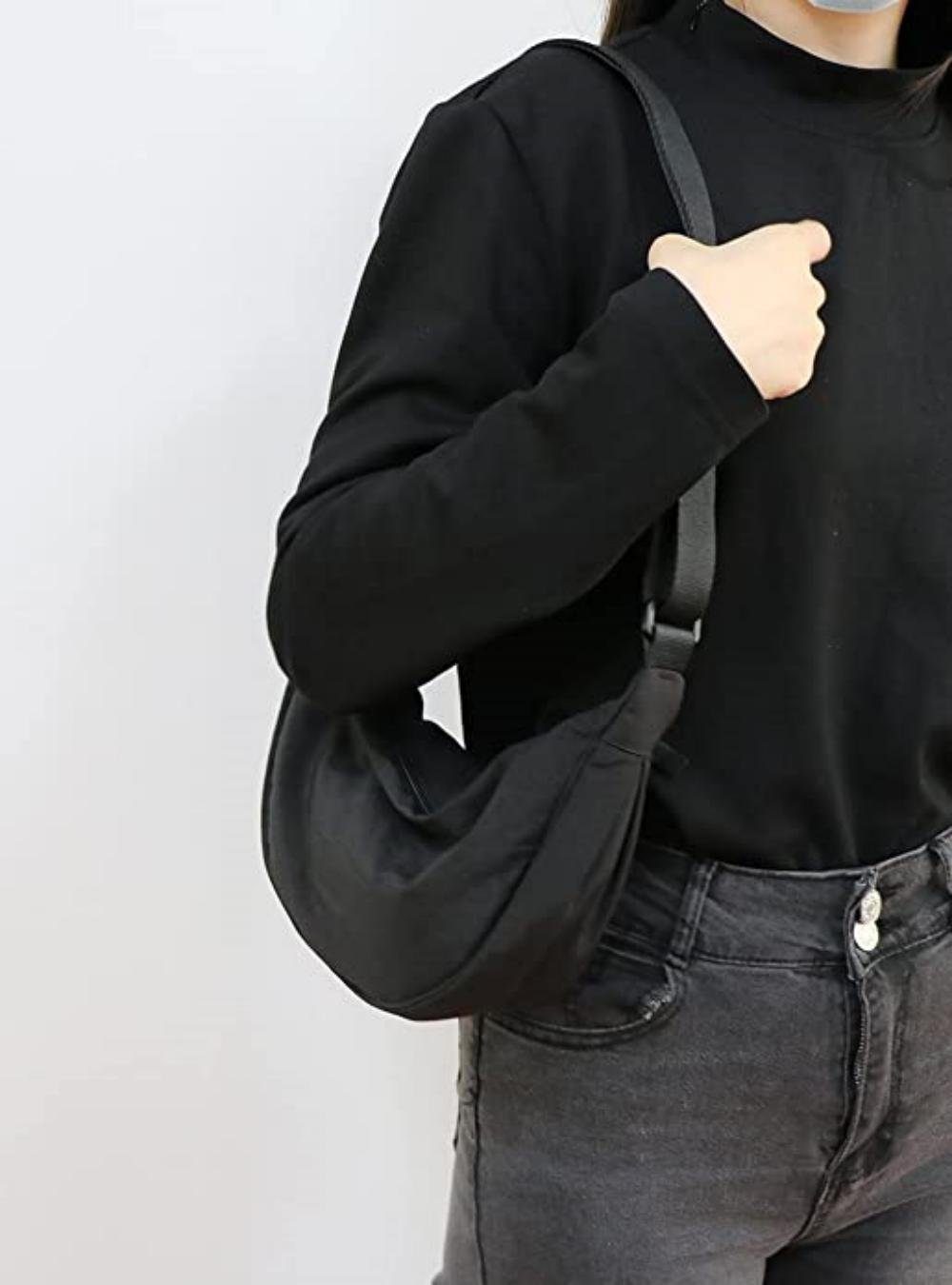 Blusmart Umhängetasche Halbmond Crossbody Bag (Reise-Umhängetasche aus Nylon mit verstellbarem Riemen, wasserdichte Umhängetasche), Geeignet für Alltag, Sport, Schule, Outdoor-Reisen usw.