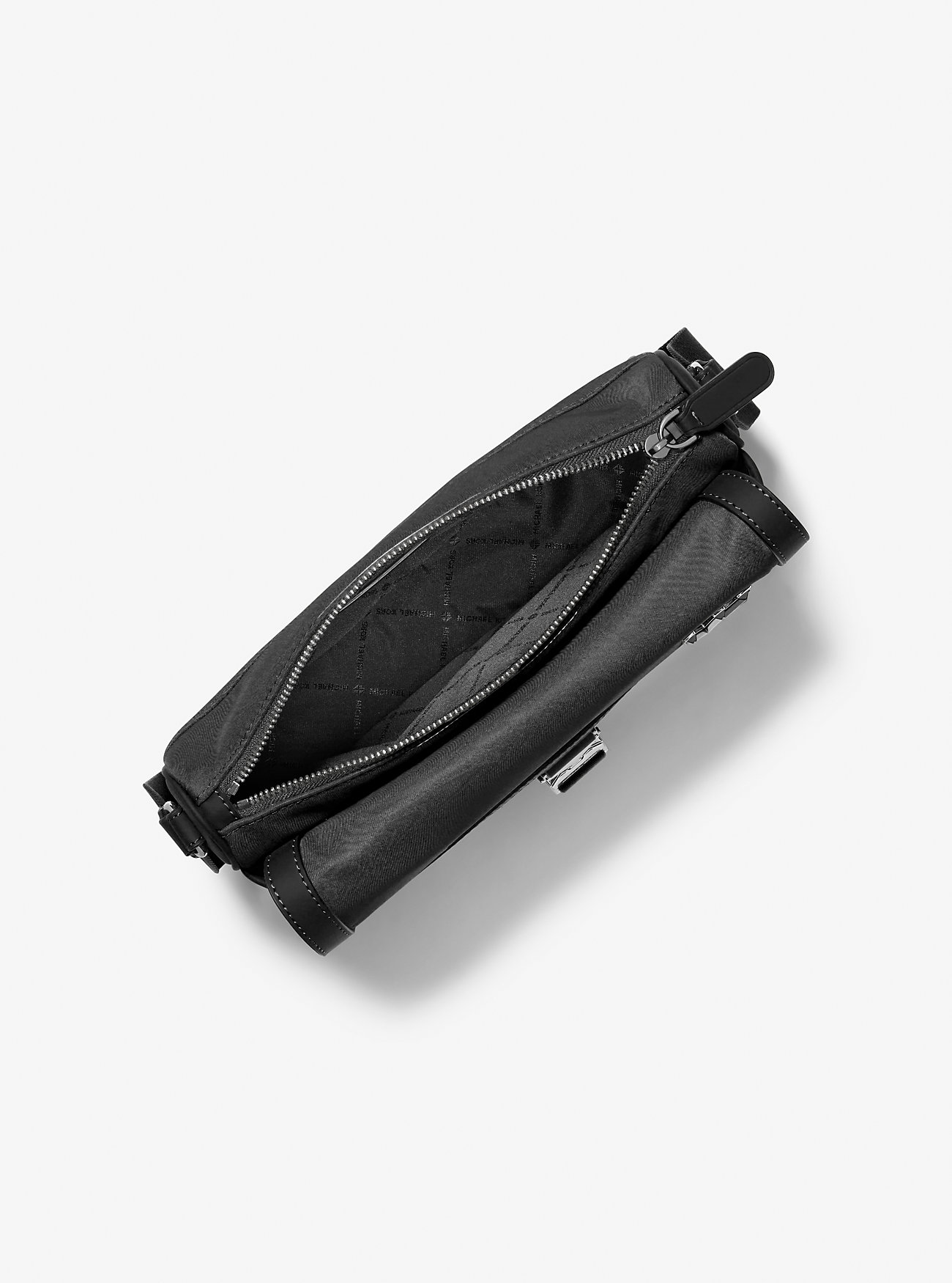 Eli Nylon Messenger Bag with Zip Pouch - BLACK