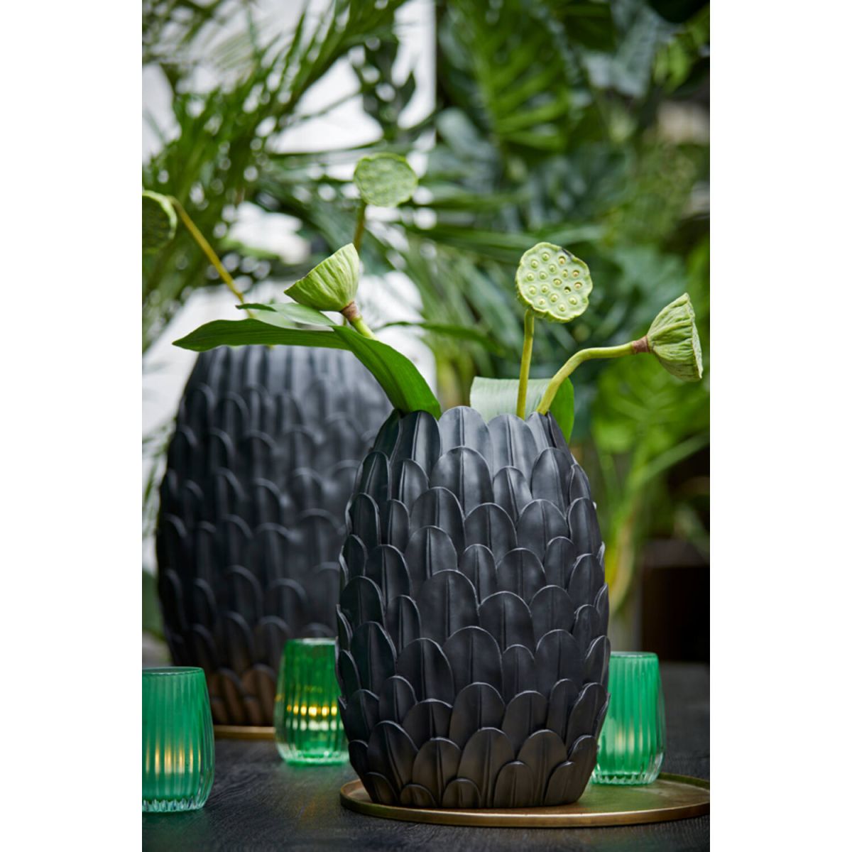 Trendhopper Vase Feder Schwarz 40 cm