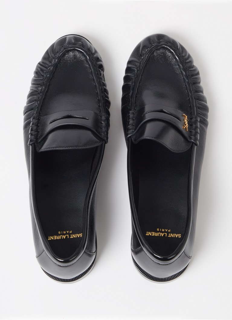 Saint Laurent Le mokasīni no teļādas ar lakotu apdari un logotipu