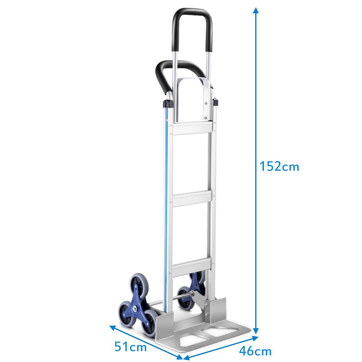 COSTWAY Treppensackkarre, mit 2 Griffen & 6 Rädern bis 250kg, Alu 152x51x46cm