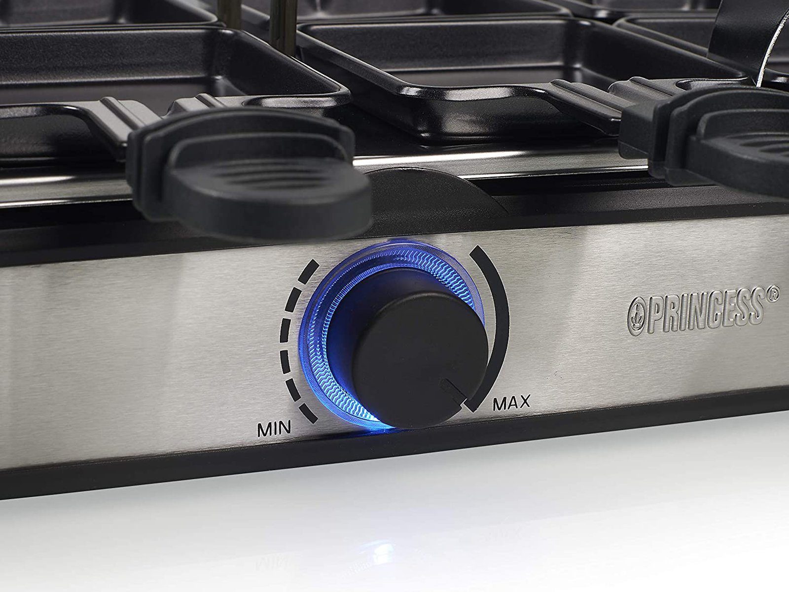 Setpoint Raclette, Großer XL Tischgrill eckig für 2-8 Personen, Raclet Gerät mit 8 Gabeln