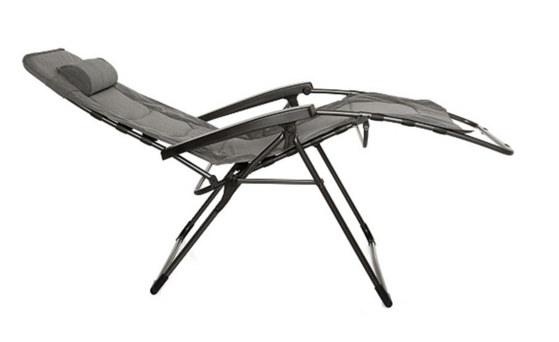 Westfield Gartenliege Relaxliege anthrazit Liegestuhl Sonnenliege XL Relaxsessel, Relaxsessel mit Kopfkissen, stufenlos verstellbar, klappbar, 140 kg Tragkraft, Camping