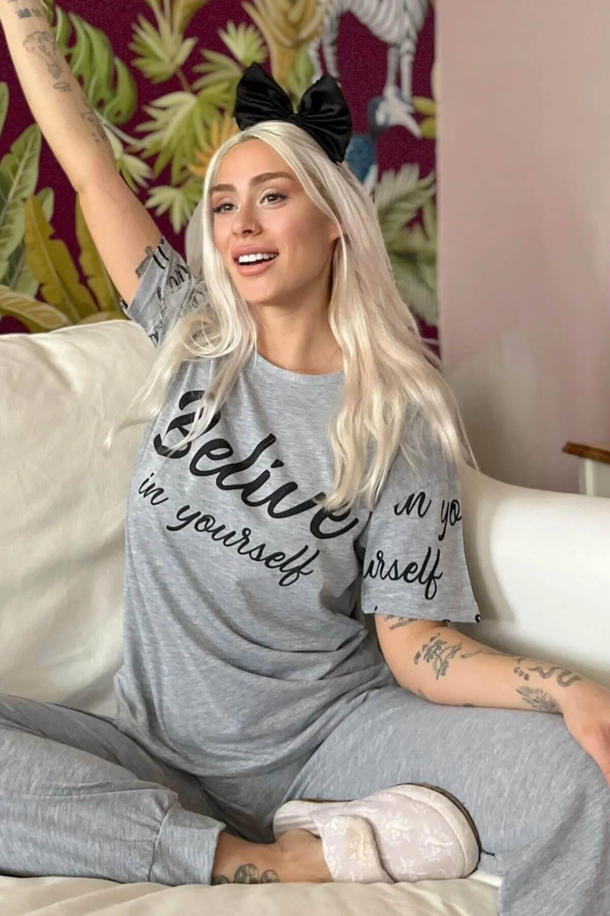 Pijamaevi  Believe bedrucktes kurzärmliges Damen-Pyjama-Set