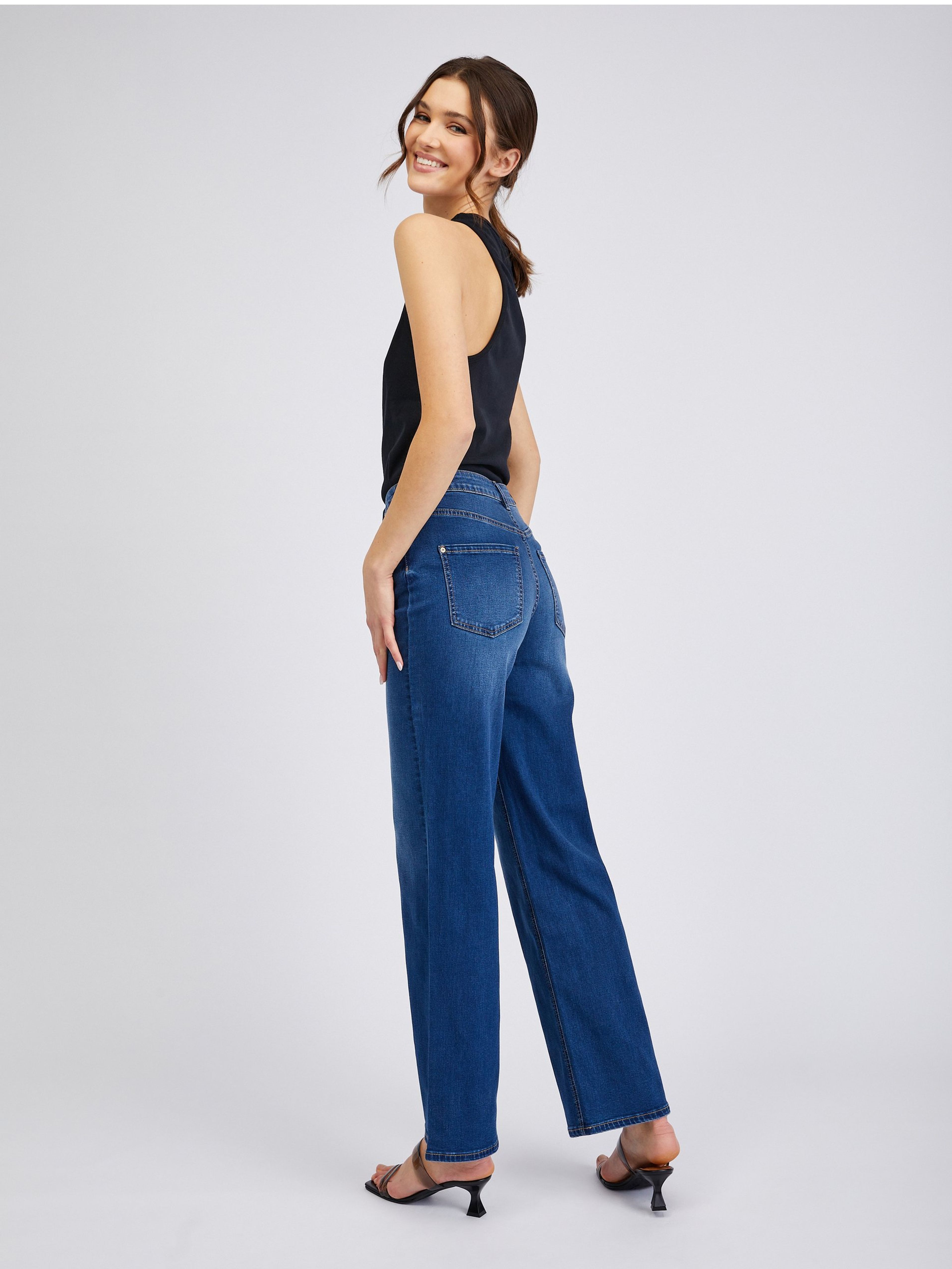 Dunkelblaue Damen-Wide-leg-Jeans ORSAY