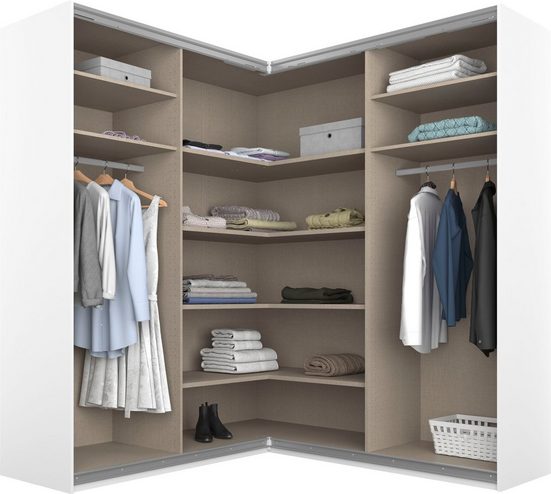Rauch Schwebetüren-Eckschrank Quadra Alpinweiß