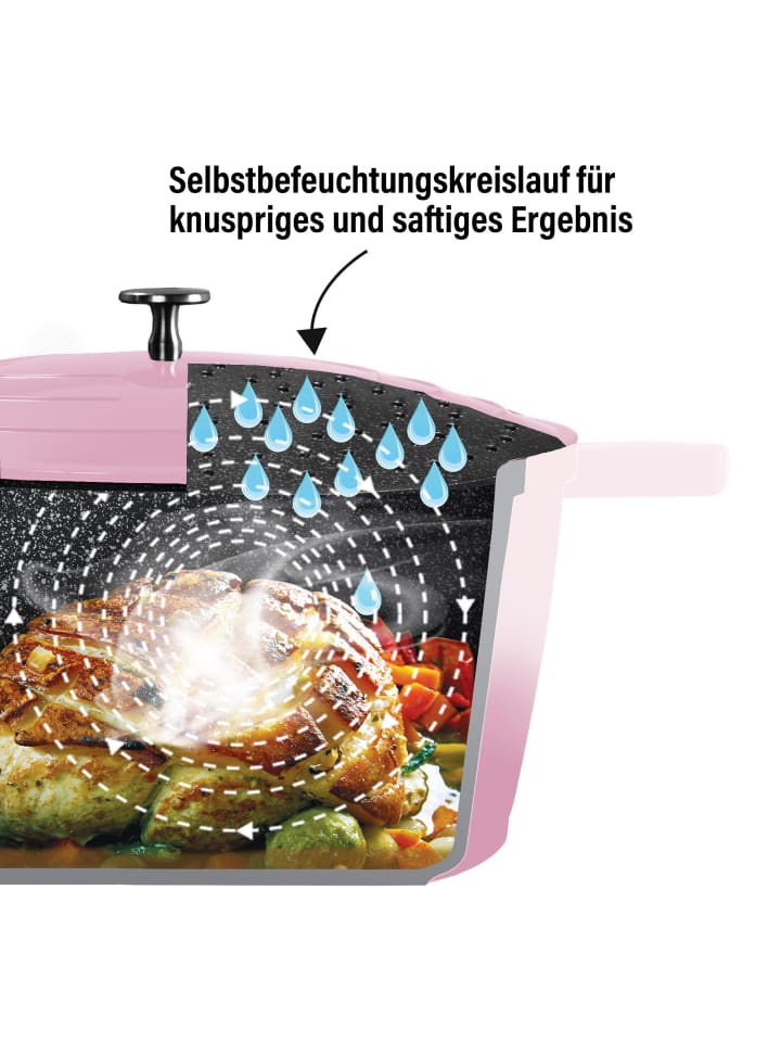 Stoneline Cocotte Bräter Oval 32x25 cm | mit Deckel in Rosa günstig kaufen Ø 32 cm