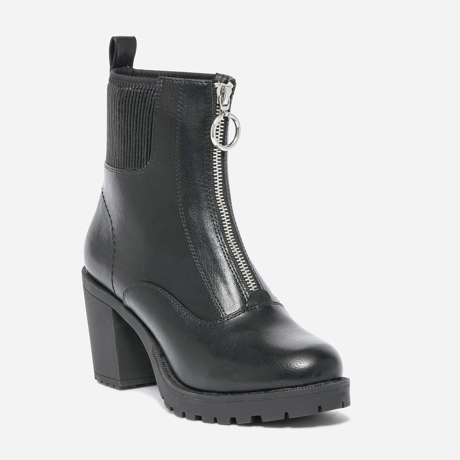 Boots TEXTO noir zippé à talon