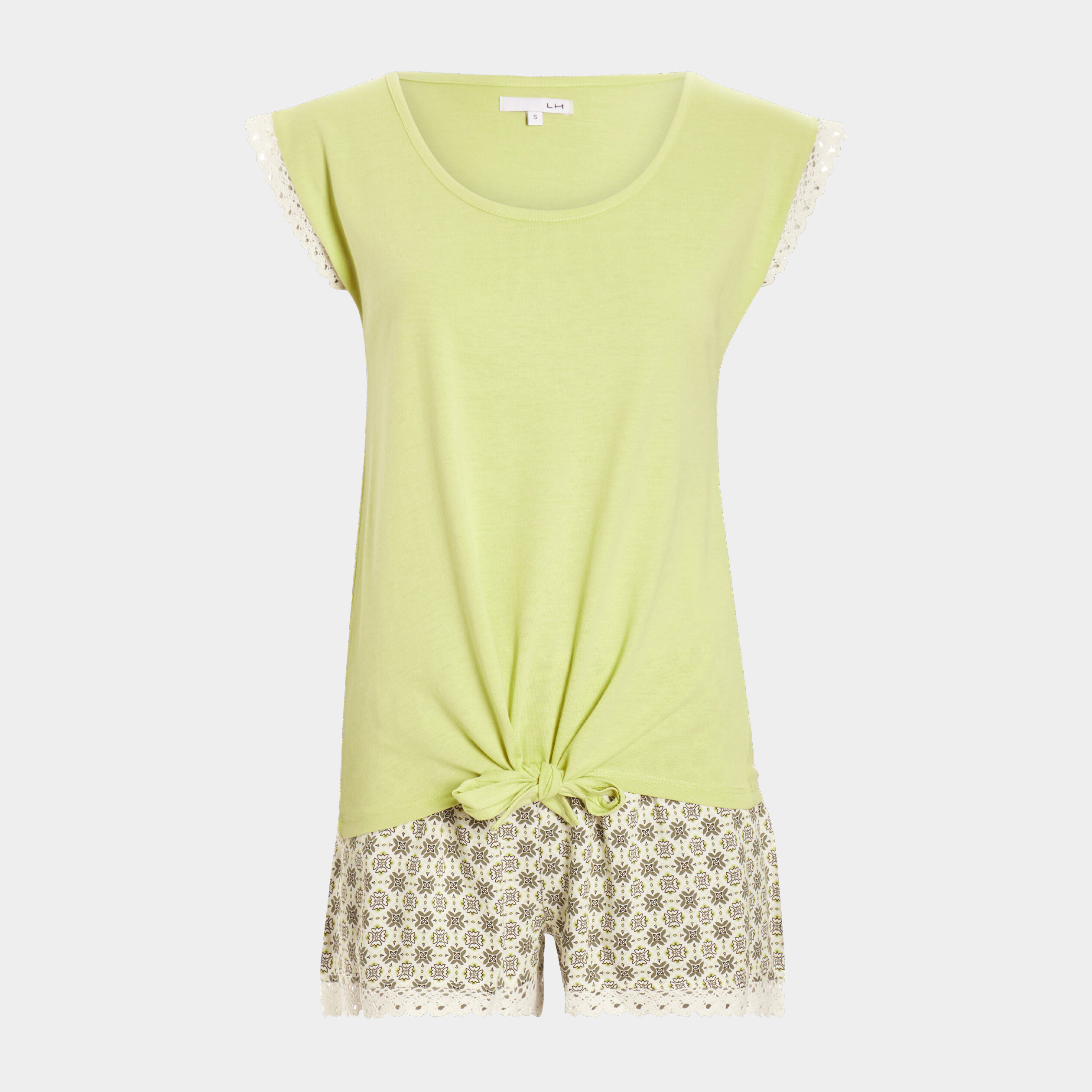 Ensemble pyjama 2 pièces t-shirt à noeud ecru femme | La Halle