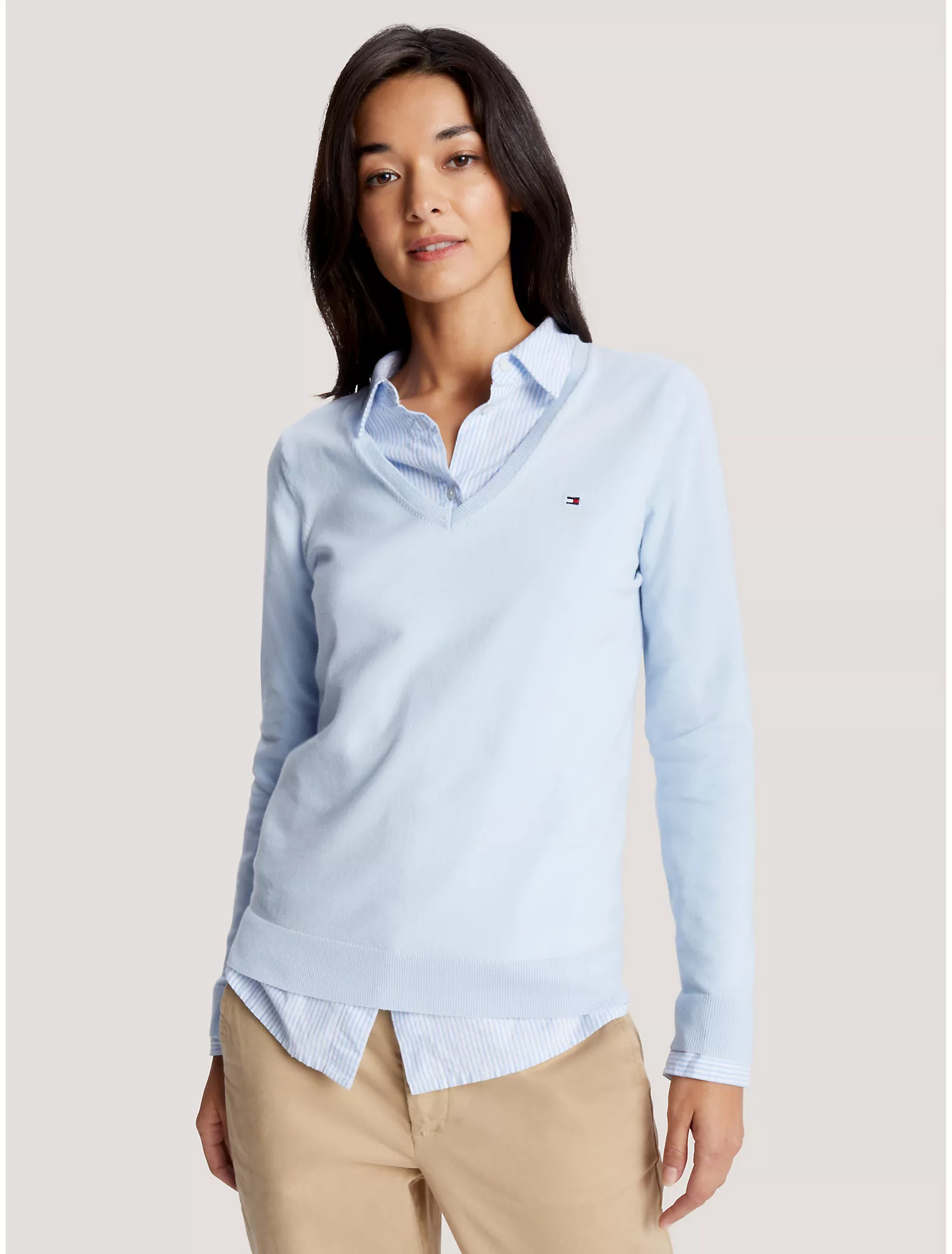 Solid V-Neck Sweater