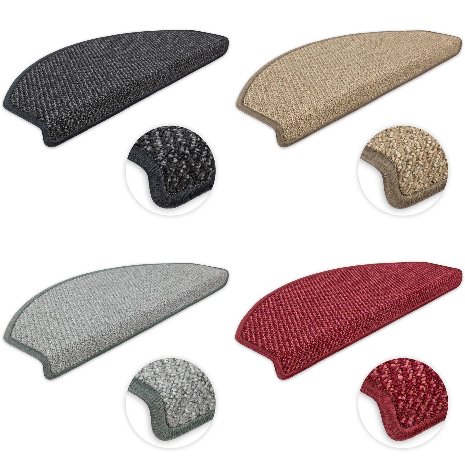 Stufenmatte Stufenmatten Vorwerk Lord Halbrund SparSet Anthrazit 15 Stück, Metzker®, halbrund, Höhe: 8 mm, 15 Stück im Set - Anthrazit