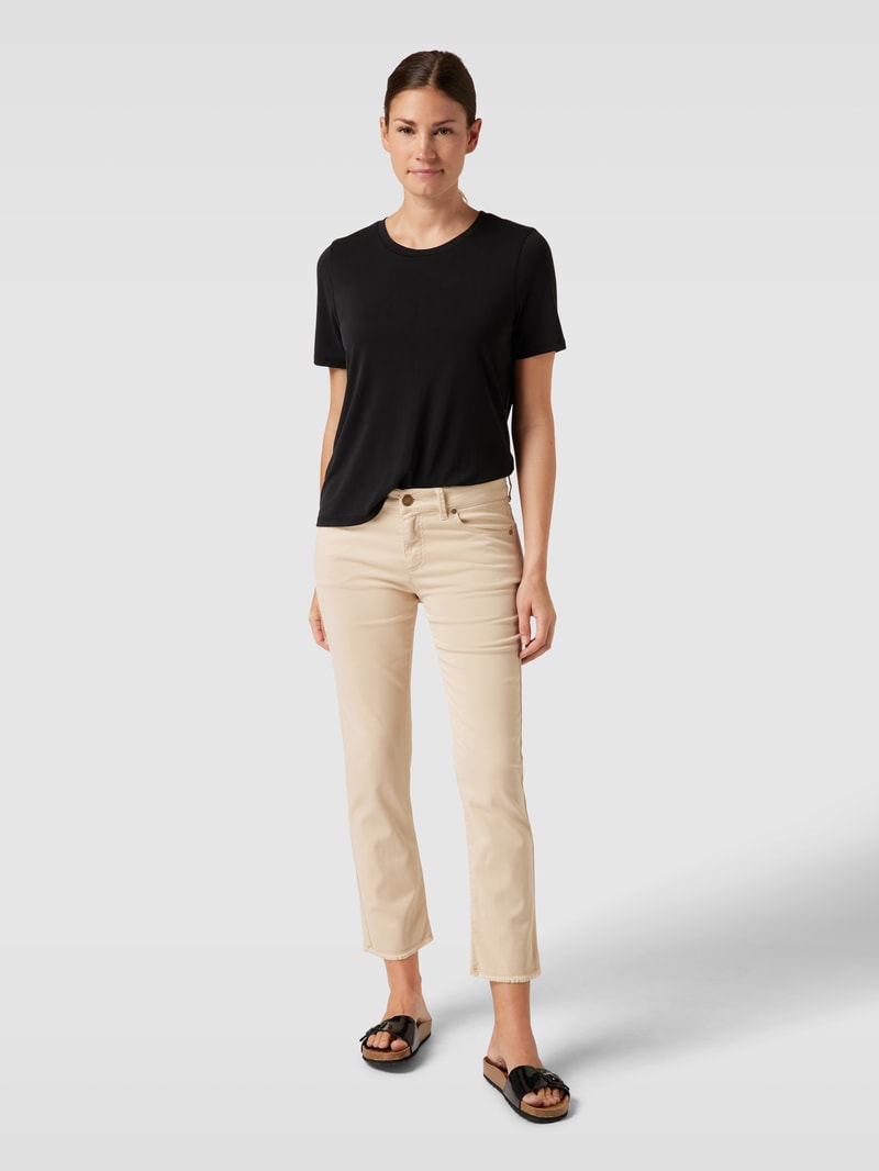 Jeans mit ausgefransten Beinabschlüssen Modell 'CLAIRE CROPPED' in beige