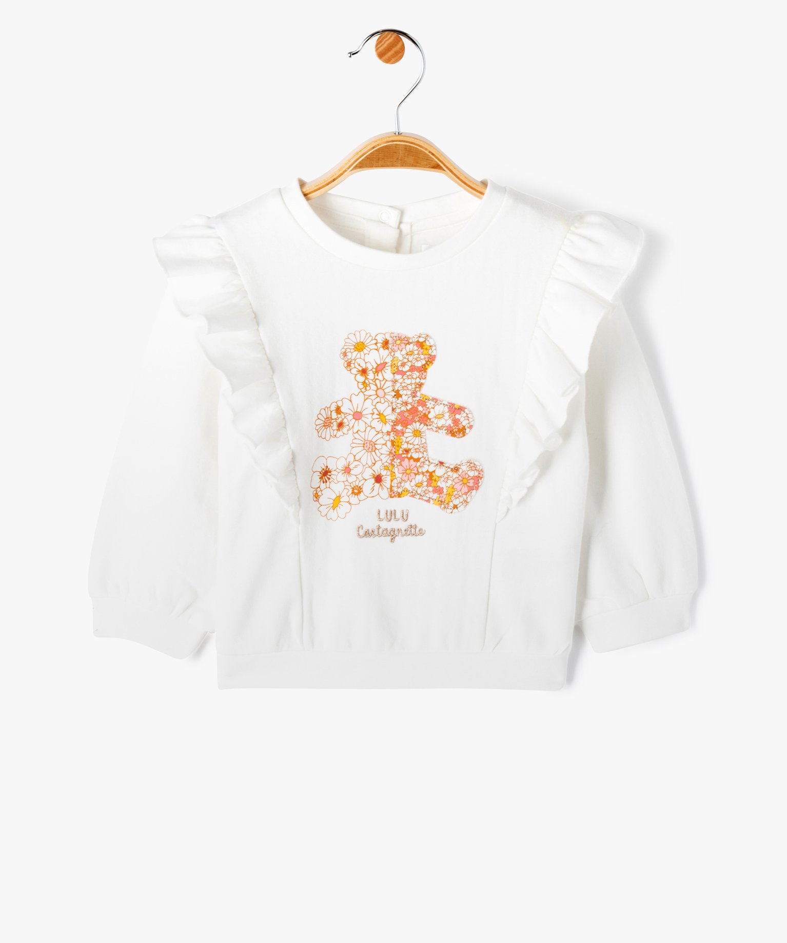Sweat à volants en molleton bébé - LuluCastagnette ecru | GEMO