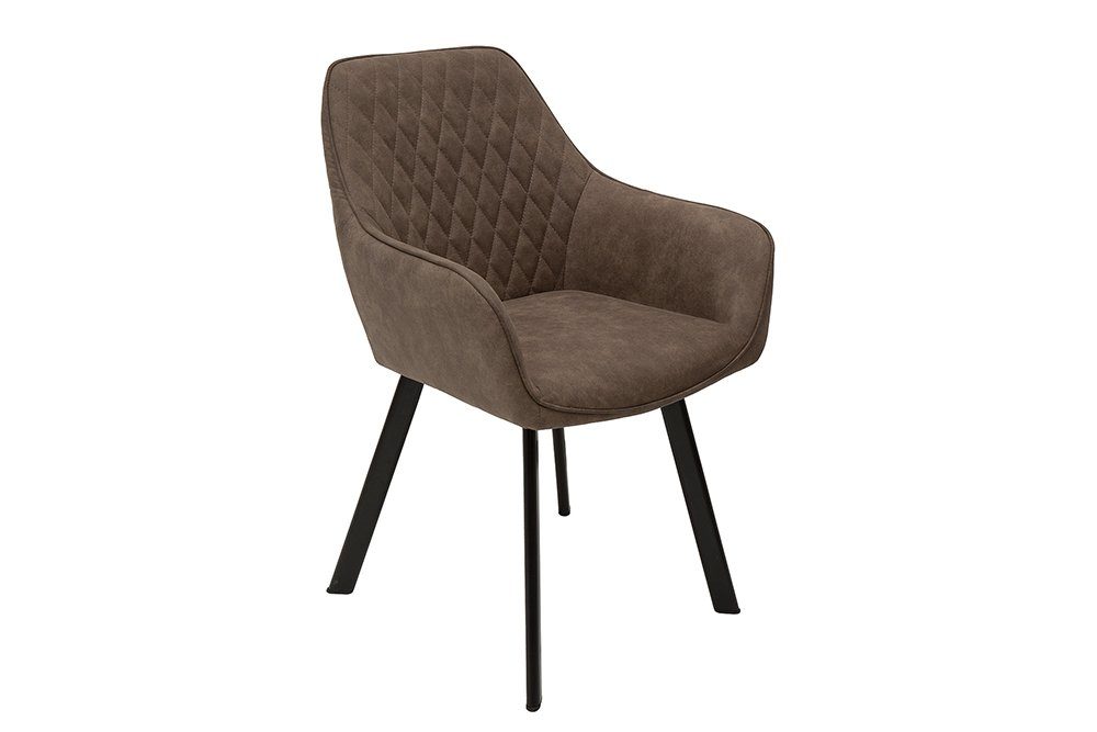 riess-ambiente Polsterstuhl PALERMO taupe / schwarz (Einzelartikel, 1 St), Esszimmer · Microfaser · Metall · mit Armlehne · Retro