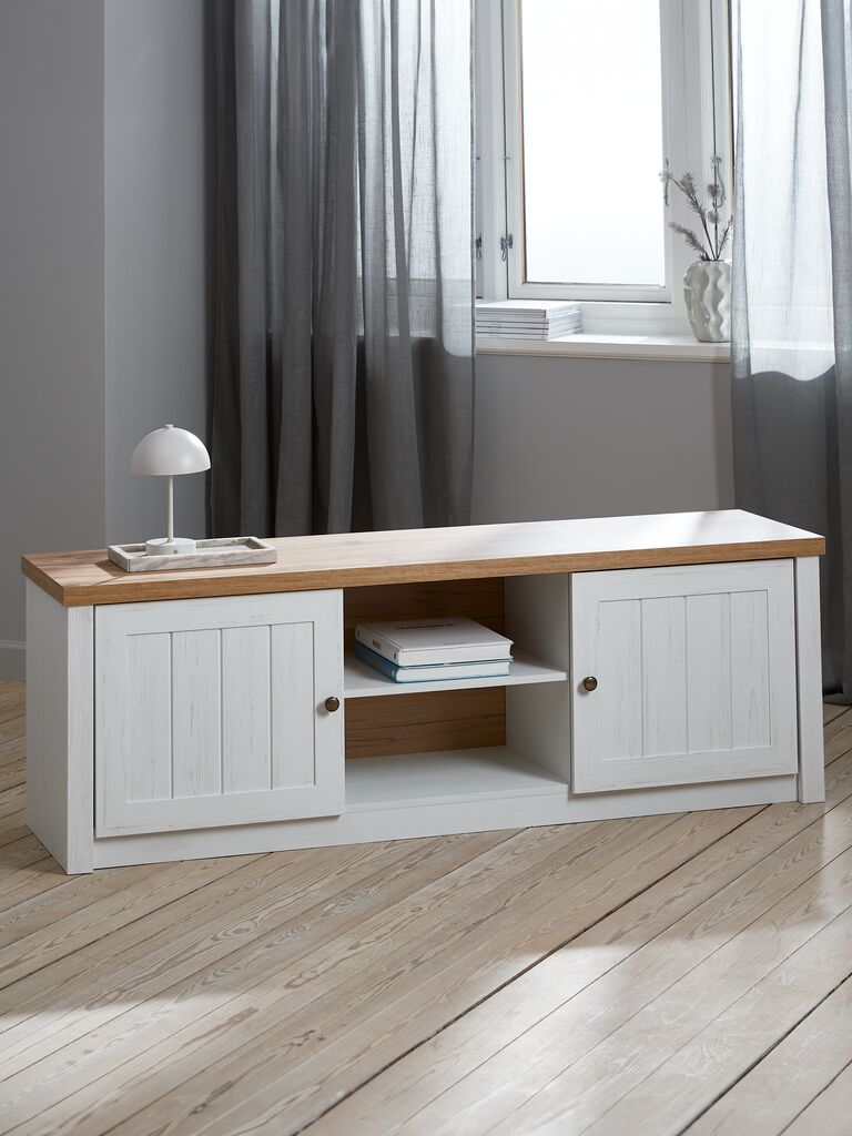 MARKSKEL MARKSKEL 2-dørs TV-skap i hvit/eik