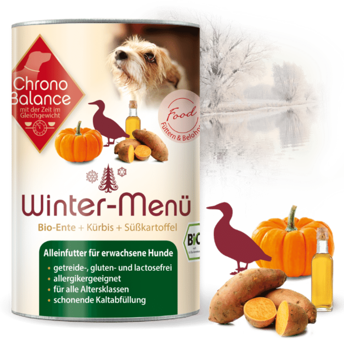 ChronoBalance Hundenassfutter ChronoBalance Winter Menü Ente mit Kürbis und Süßkartoffel 400 g