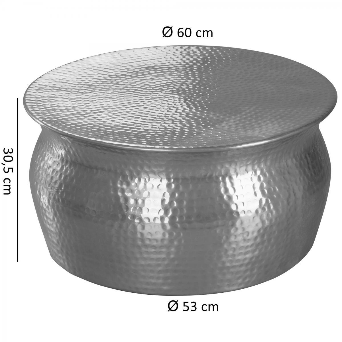 Wohnling Couchtisch KARAM 60x30,5x60cm Aluminium Silber