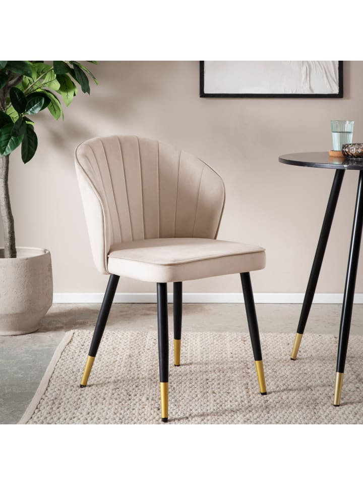 KADIMA DESIGN Esszimmerstuhl 2er Set Samt Küchenstuhl mit Metallbeinen, in Beige günstig kaufen onesize