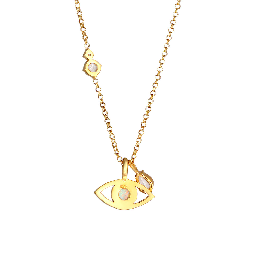 Elli PREMIUM Elli PREMIUM Collier Evil Eye Synth. Opal Topas Tropfen 925 Silber collier