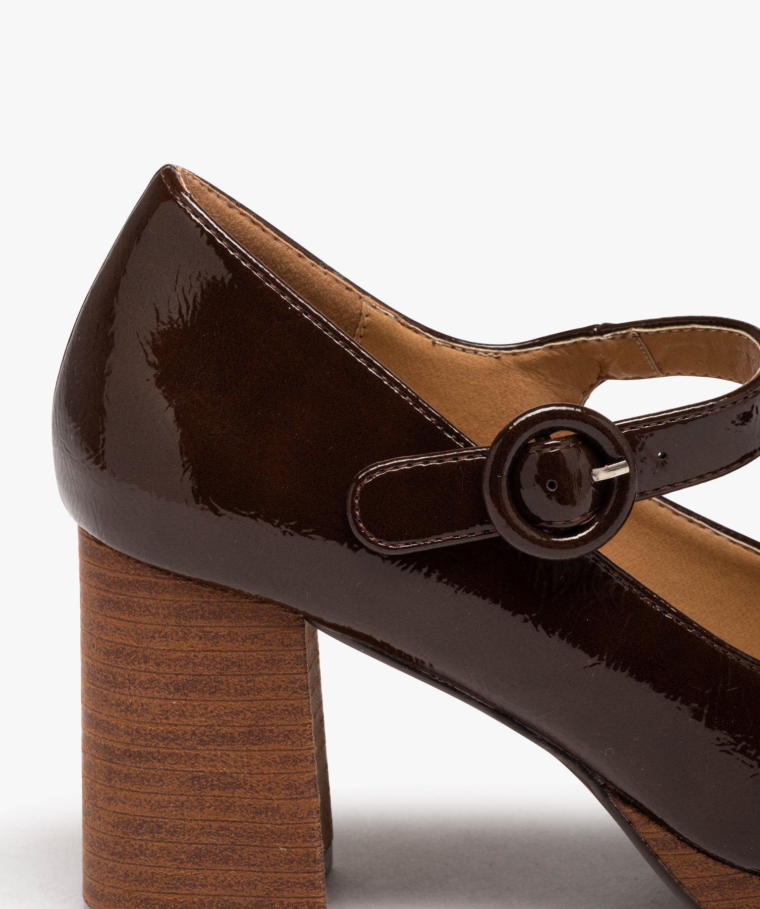 Escarpin verni à plateforme avec bride femme camel | GEMO