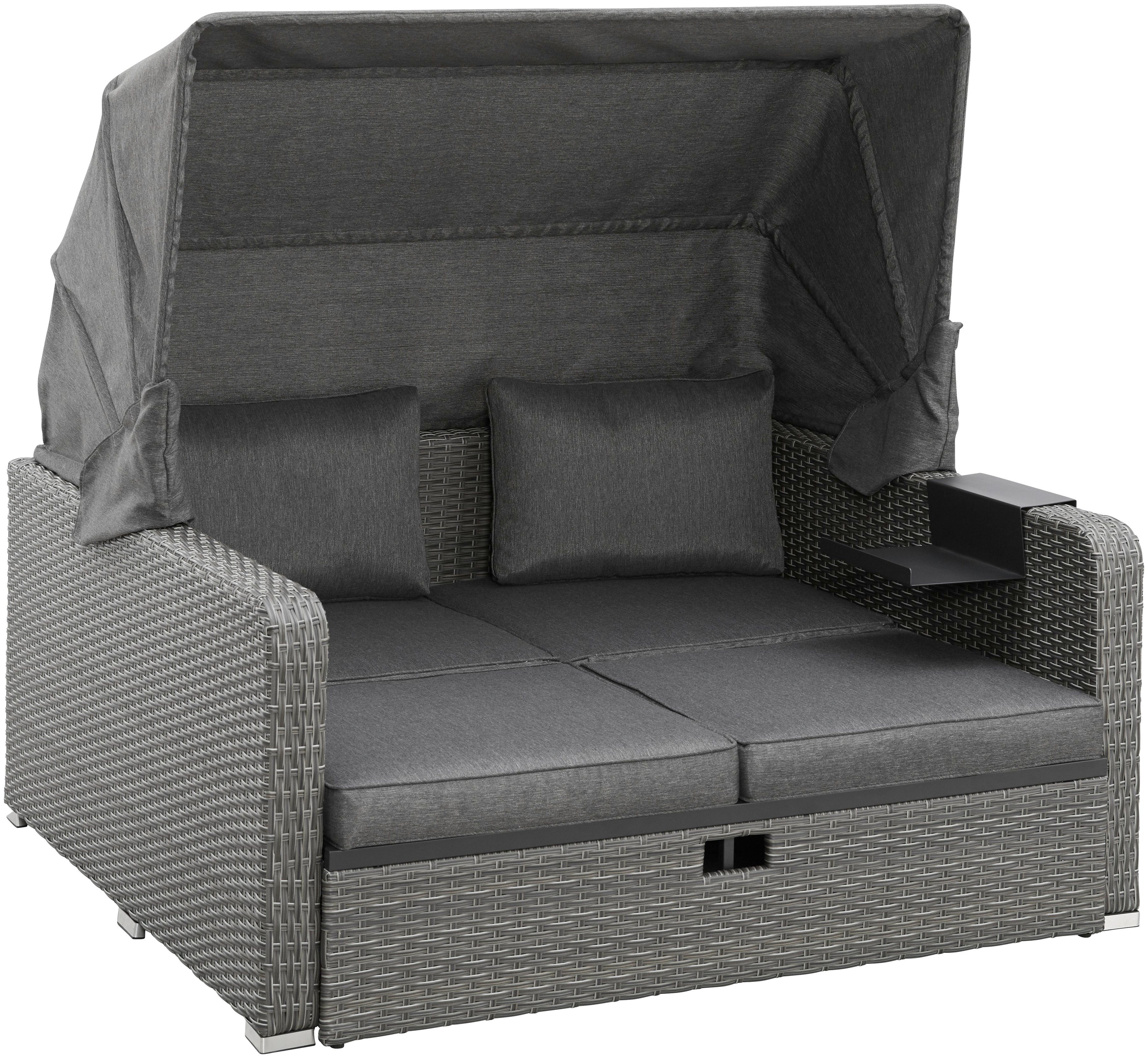 KONIFERA Loungebett Sylt, 8 Teile, Sofa, Zierkissen, Hängetisch mit klappbarem Dach