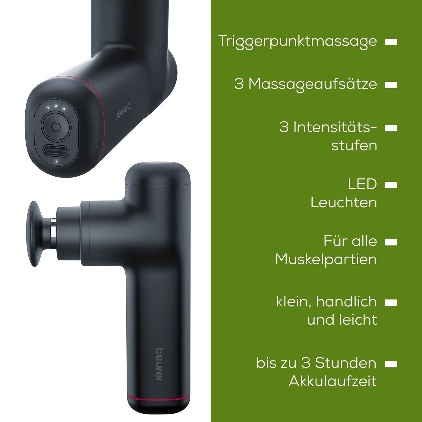 Beurer Muskelmassagegerät MG 79 Massage Gun Sensitive-Gezielte Muskelmassage zur Aktivierung und Regeneration