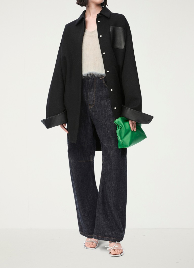 LOEWE Oversized overshirt in cashmere blend with lambskin details