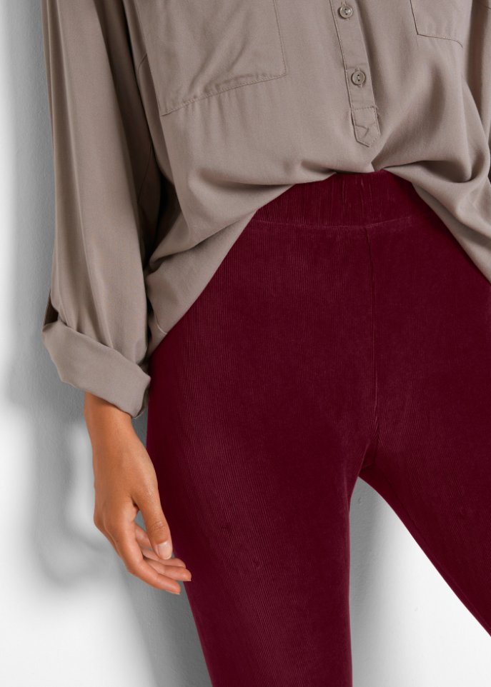Feincord-Leggings mit breitem Komfortbund