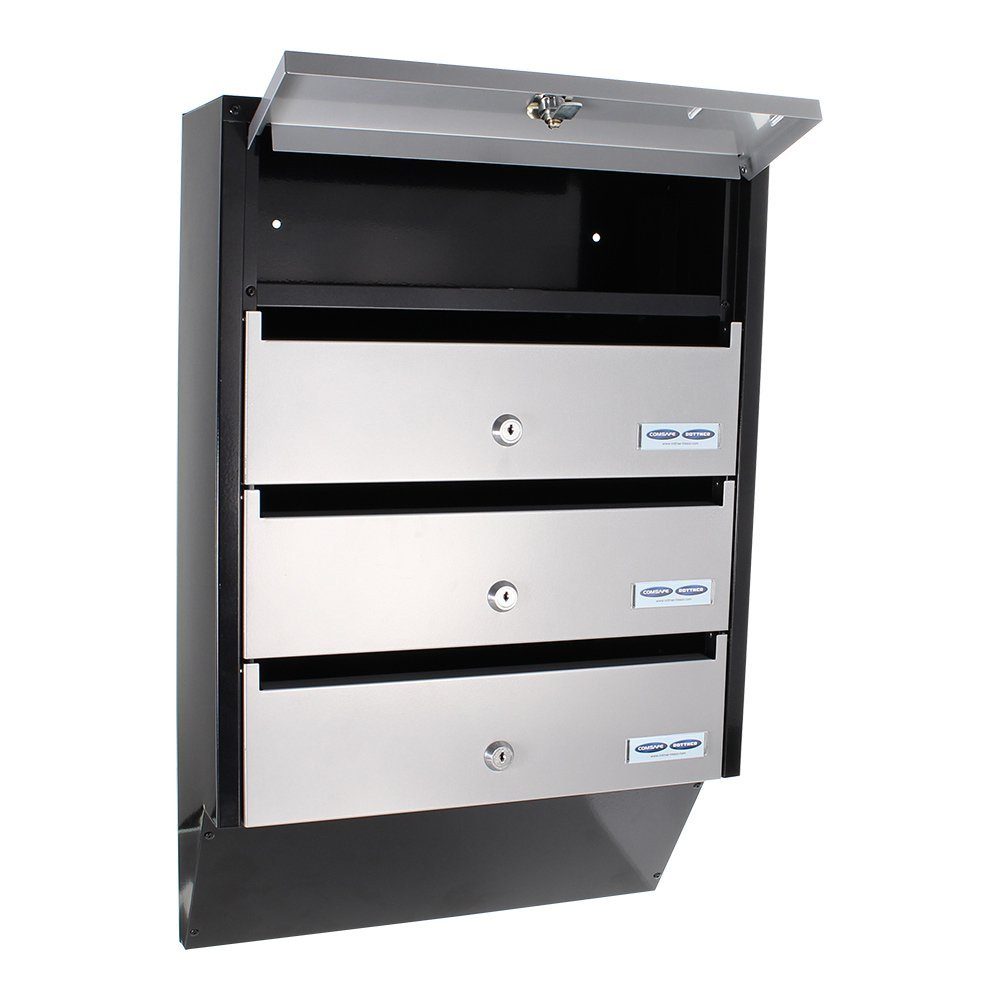 Profirst Wandbriefkasten Profirst Briefkastenanlage Quattro silber/schwarz