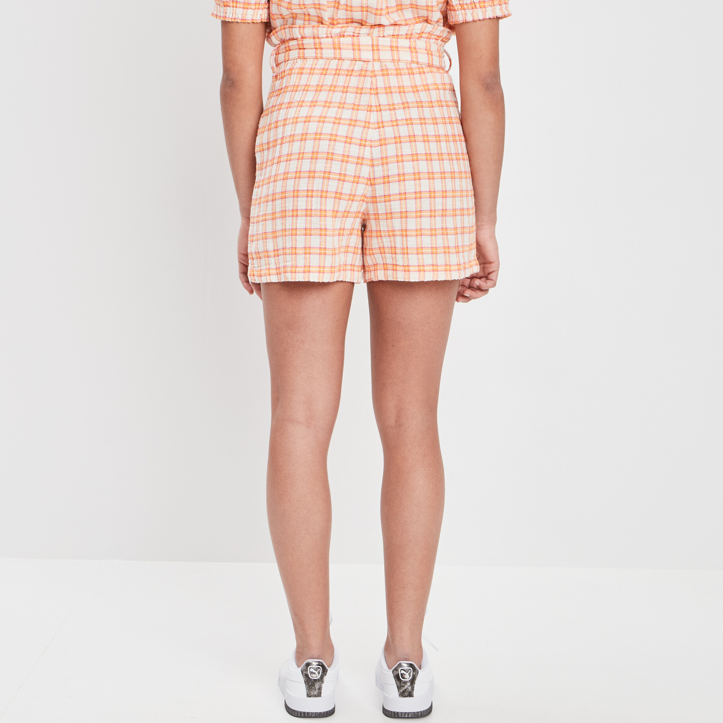 Short taille haute élastiquée orange femme | La Halle