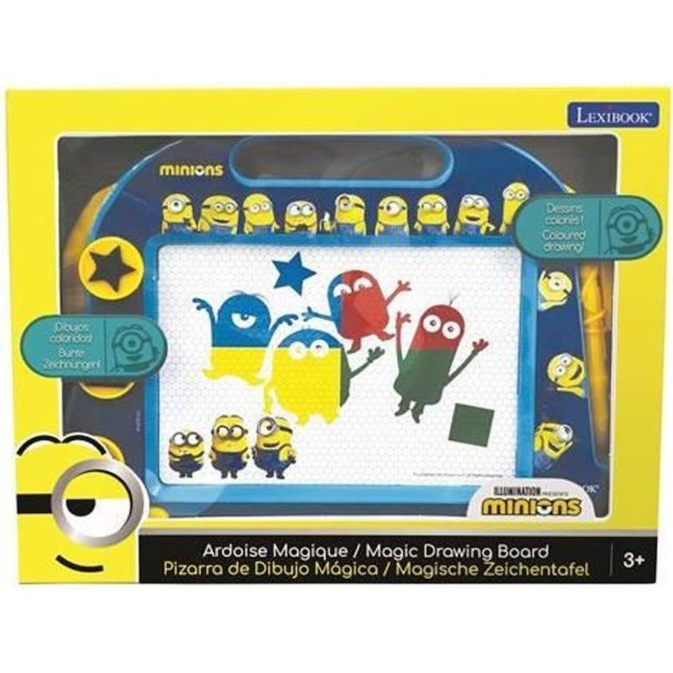 Ardoise Magique Minions Format A5 avec accessoires magnétiques pour dessiner en couleurs jaune